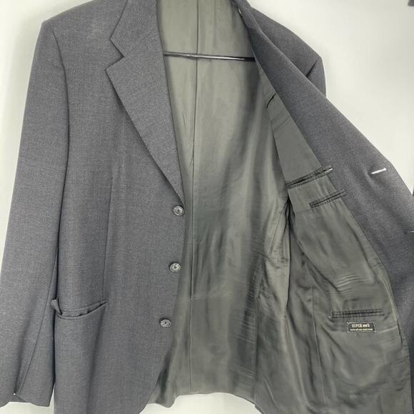 CORNELIANI Suit Jacket Mens Extra Fine Virgin Wool Charcoal Grey Triple Button - Picture 6 of 7